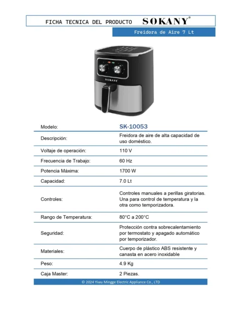 06 FT Freidora de Aire 7 Lt SK 10053 OP