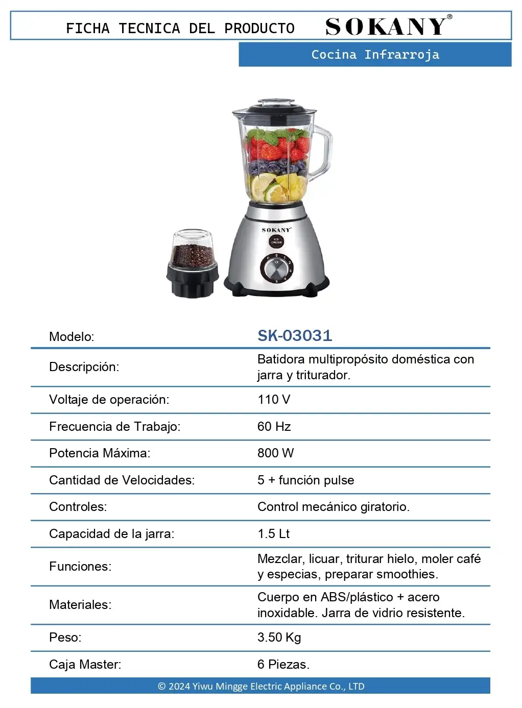 Batidora Multipropósitos 1.5 Litros 3 Batidora Multipropósitos 1.5 Litros - Image 3