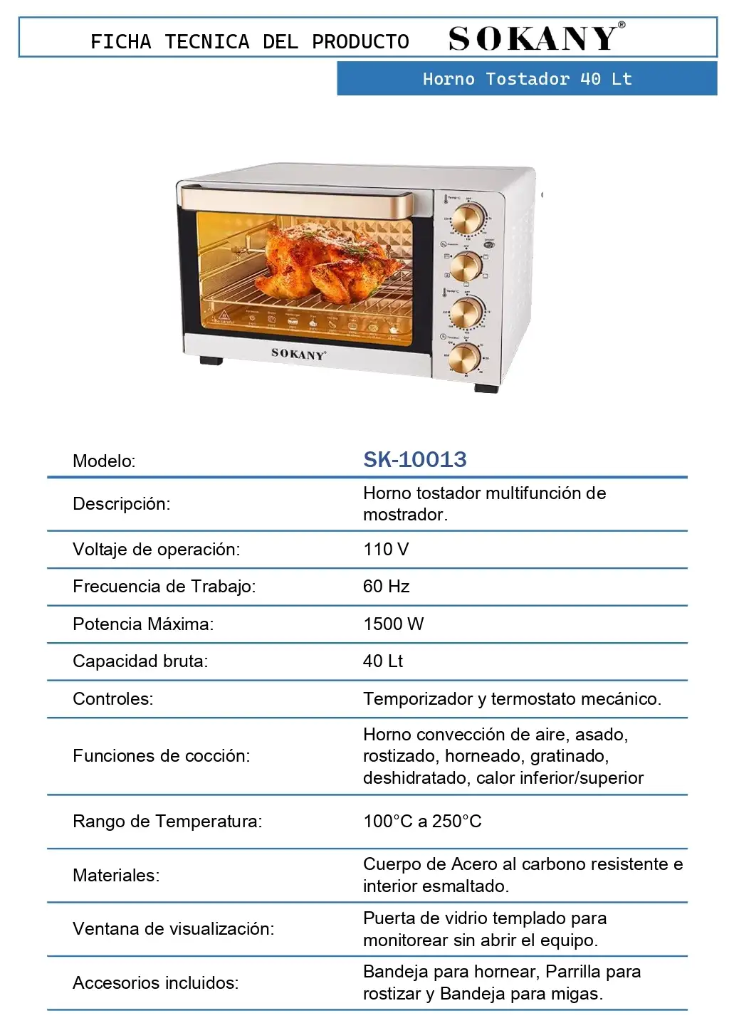 Horno Tostador 40 Lt 3 Horno Tostador 40 Lt - Image 3